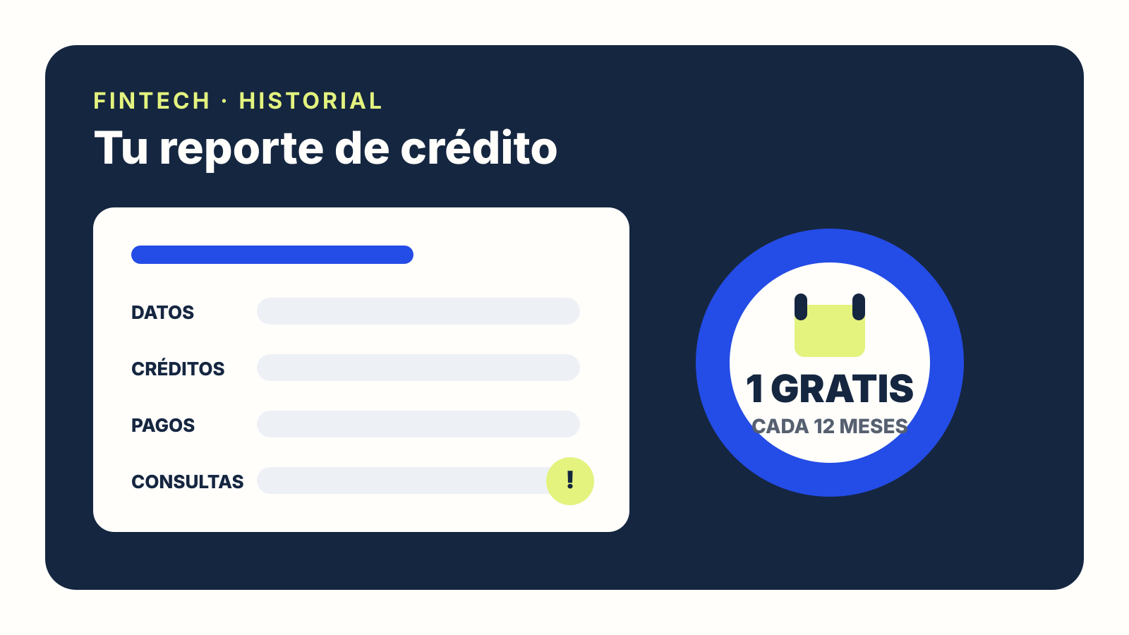 Ilustración de un Reporte de Crédito Especial con sus secciones y el recordatorio de un reporte gratis cada 12 meses.