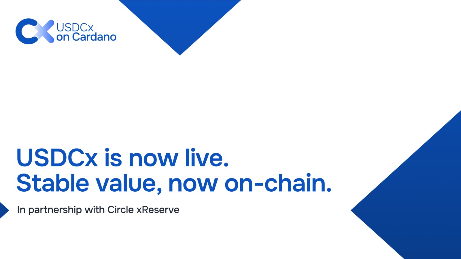 Imagen del lanzamiento de USDCx en Cardano.